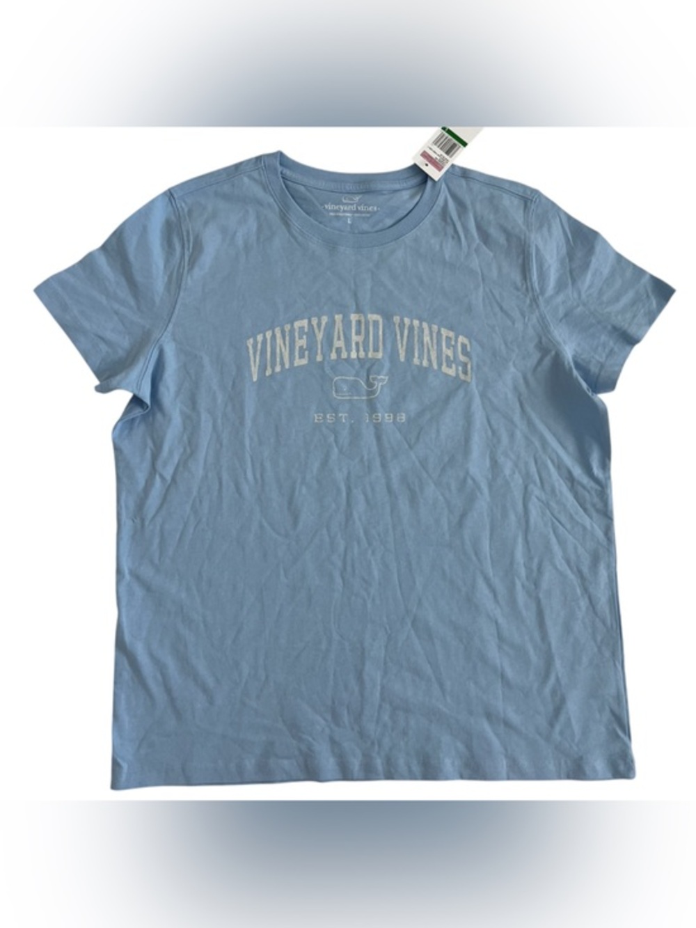 NWT Vineyard Vines Light Blue Logo Tee with Cream Whale
